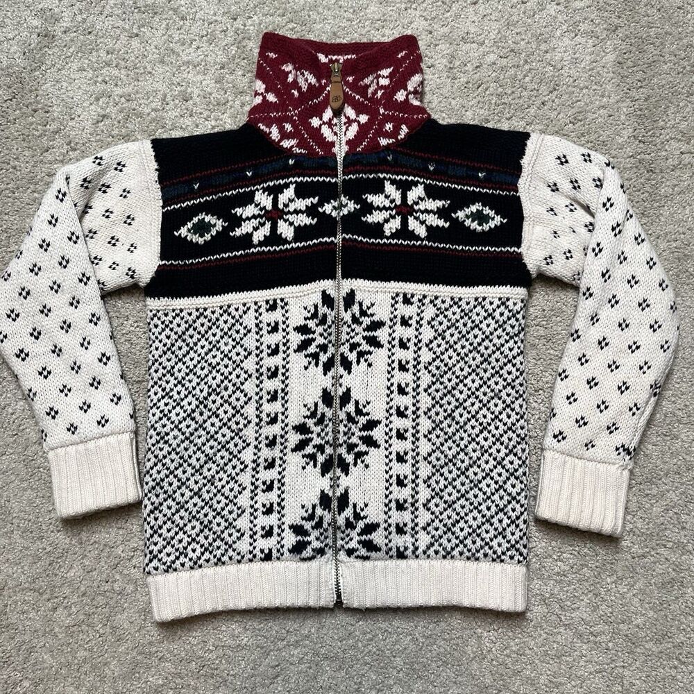 Ralph Lauren Boys 4/5 Fair Isle Ski Sweater Cotton Wool Full Zip Nordic Jacket